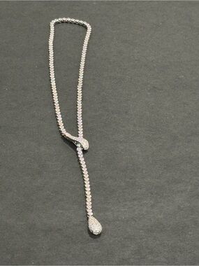 Elegant Silver-Tone Crystal Lariat Necklace - Sparkling Clear
